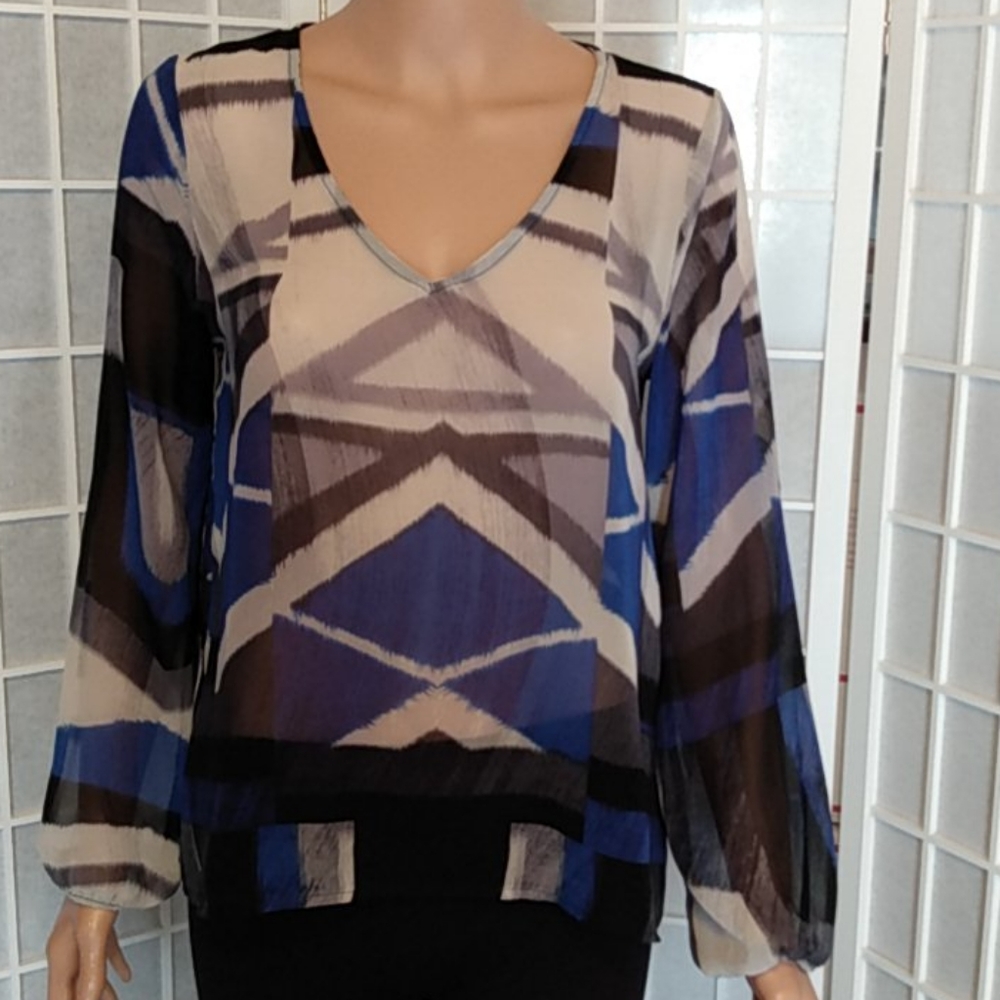 *Lily White, sheer Chiffon Top - Women's Small - Long Sleeves